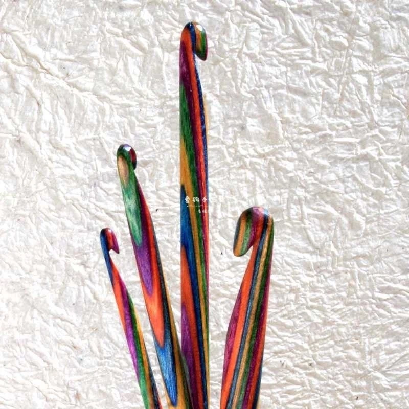 彩木阿富汗钩针桦木针编织工具套装木质可拆卸钩针头
