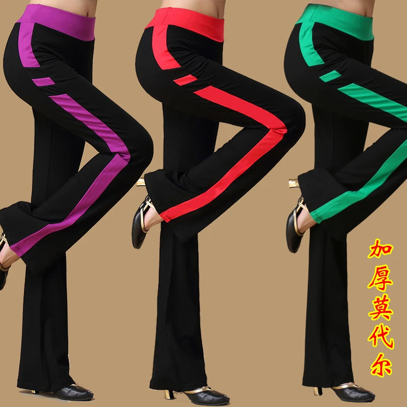 柳魅广场舞裤子女长裤跳舞裤新款加厚高弹面料练功舞蹈裤微喇冬季