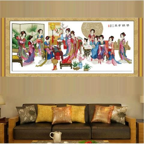 2025新款十字绣客厅大幅线绣琴棋书画人物十二金钗红楼群芳中国风