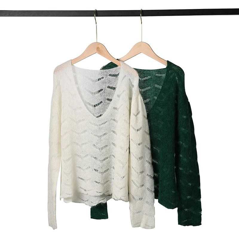 宽松气质时尚百搭镂空女士慵懒毛衣上衣--NXS4882
