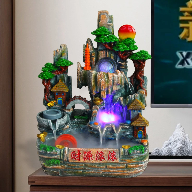 桌面假山喷泉循环流水雾化加速创意摆件办公室客厅店铺装饰水景观