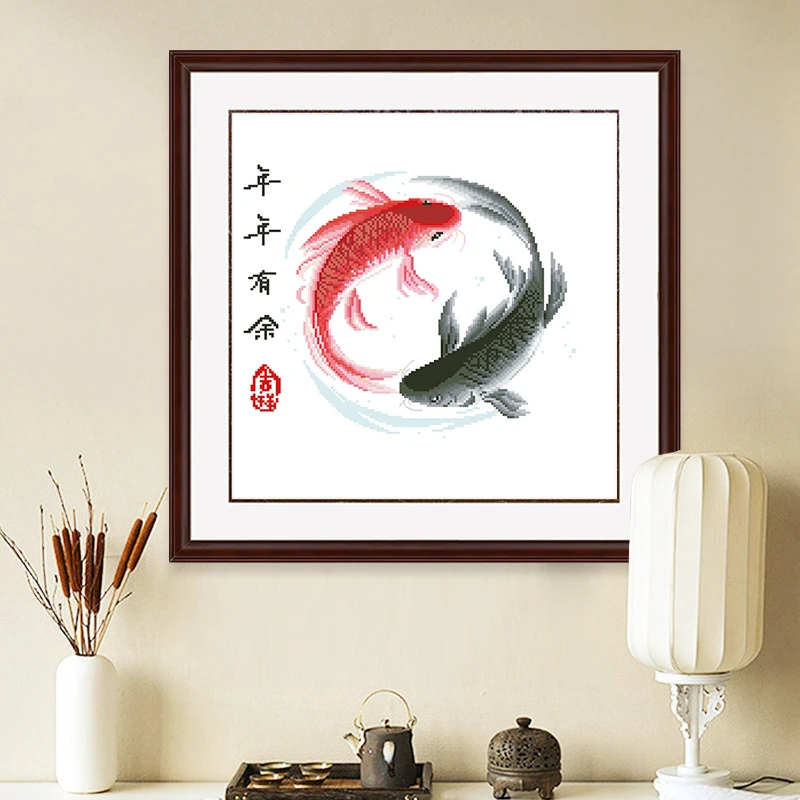 年年有余十字绣2025新款绣房间大全小型客厅棉线简单家用装饰初学