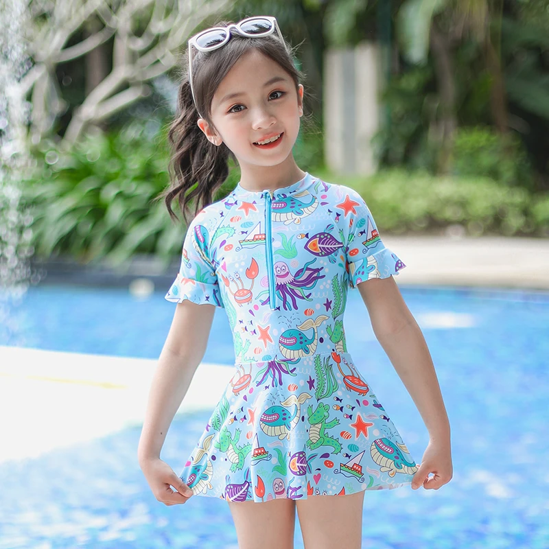 佑游31627儿童泳衣女童2023新款小中大童连体游泳防晒泳装游泳衣