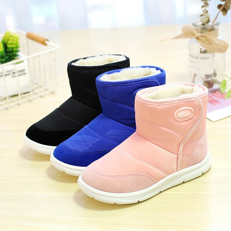 回力童鞋中筒雪地靴冬季新款保暖一脚蹬加绒大棉中大童帆布鞋1103