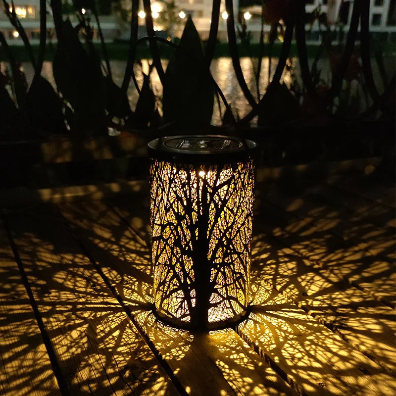 太阳能投影小夜灯庭院花园布置阳台氛围装饰户外镂空景观树影挂灯