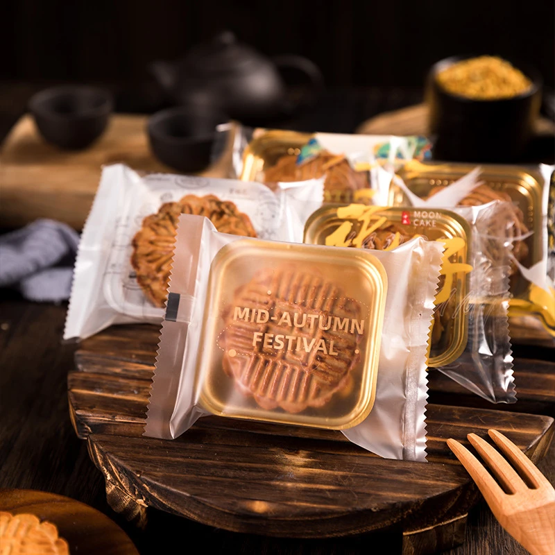 2024新款金秋月饼包装袋月饼机封袋子自粘袋100枚50g80g100g