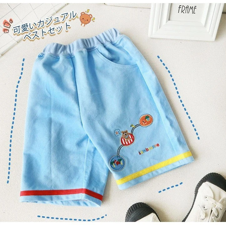 2022夏款裤子童装男童卡通刺绣洋气潮范休闲短裤童裤旅行短裤夏季