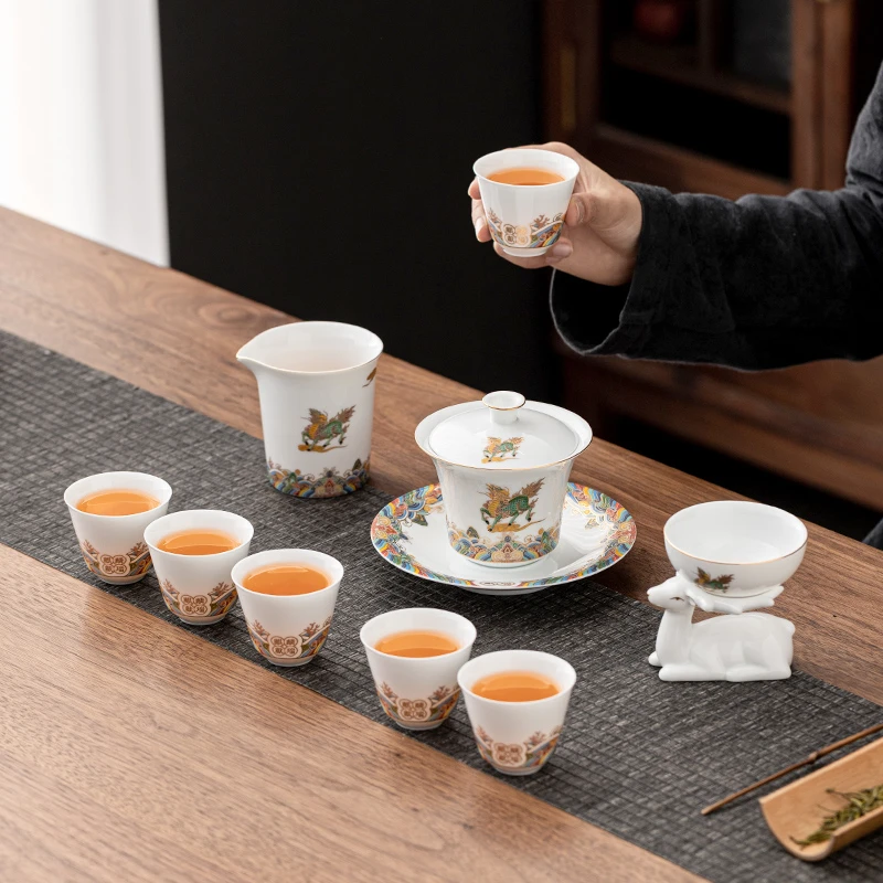 新视觉茶器  珐琅彩高端功夫茶具套装过年礼品推荐家用办公室会客