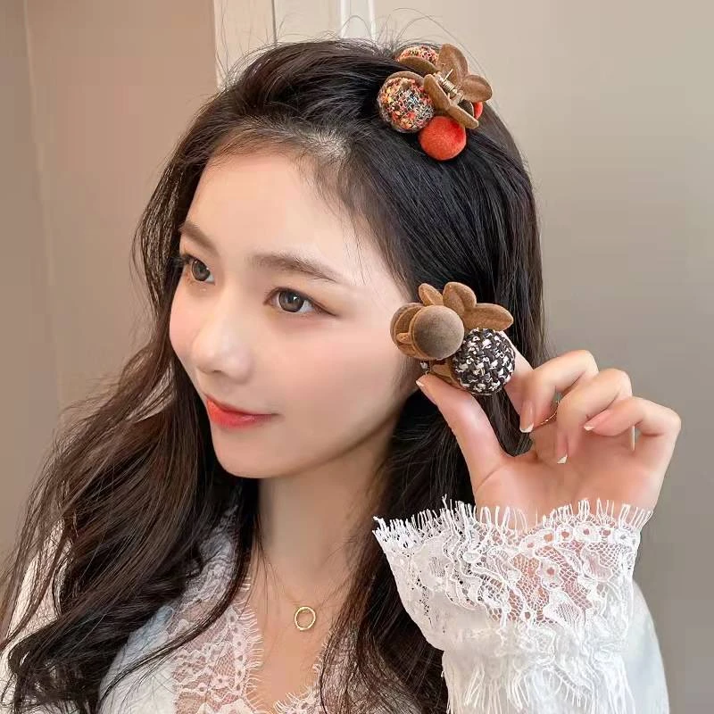 毛绒发卡侧边夹新款甜美减龄少女心小号抓发夹刘海侧边夹秋冬