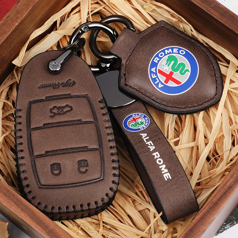 【26号】阿尔法真皮钥匙保护套头层牛皮 手工制作钥匙包 专车专用