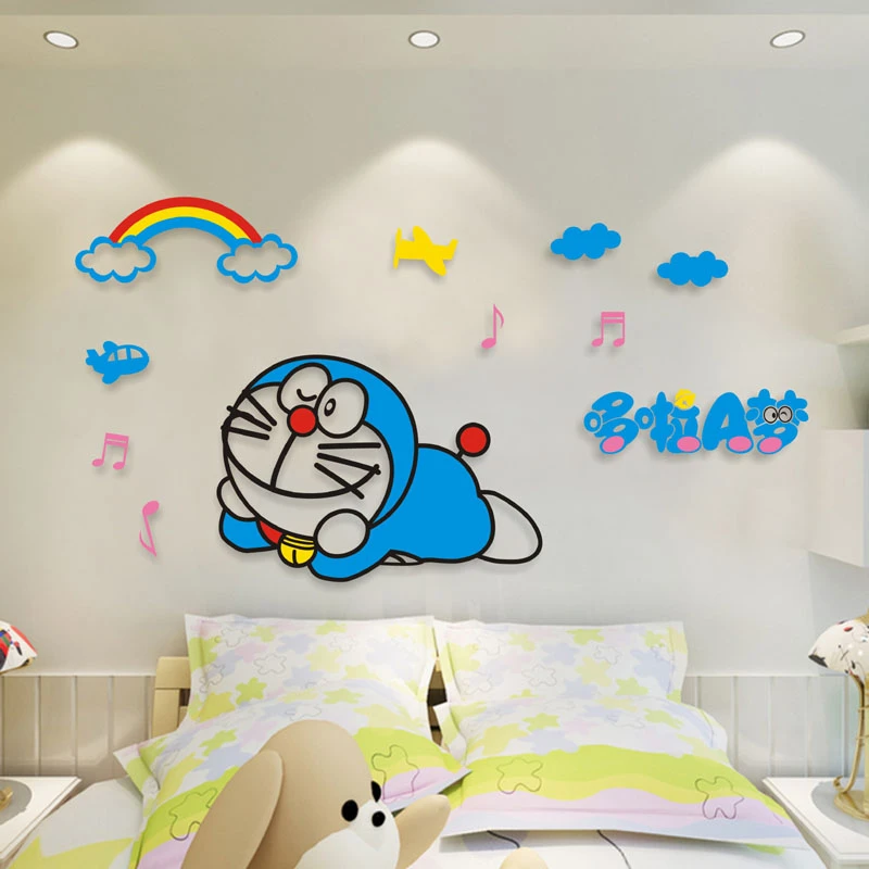 哆啦a梦墙贴画 卧室床头3d立体亚克力儿童房幼儿园背景墙装饰墙贴