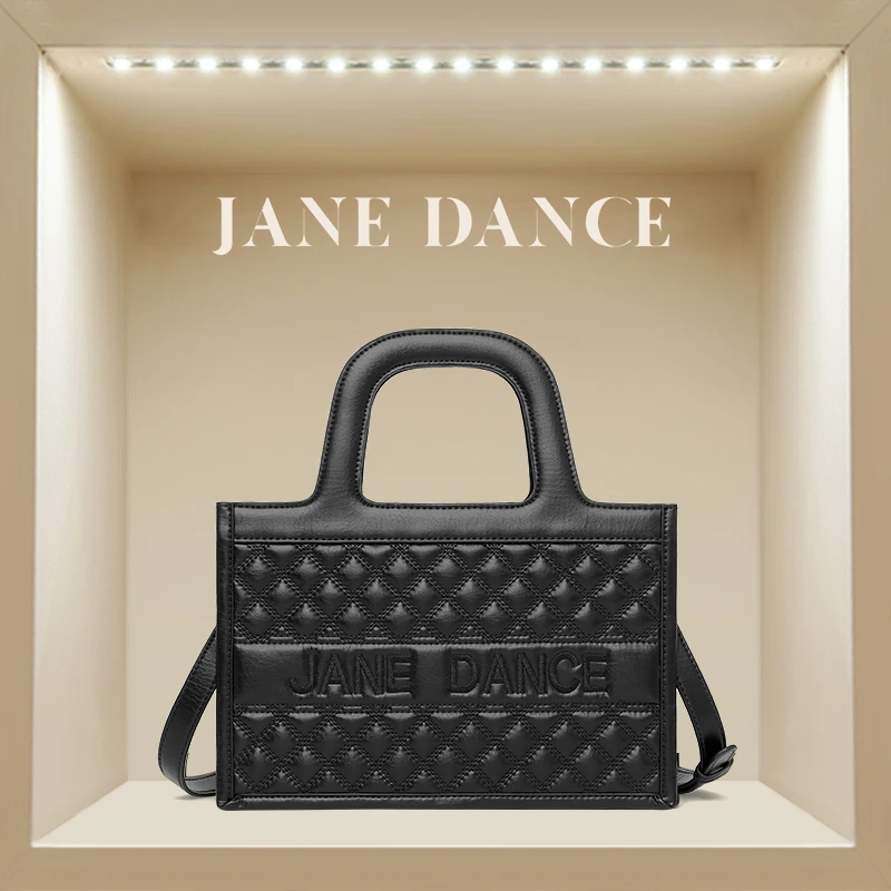 JANE DANCE经典菱格黑色手提包轻奢斜挎百搭女包 赠臻品礼盒D8197