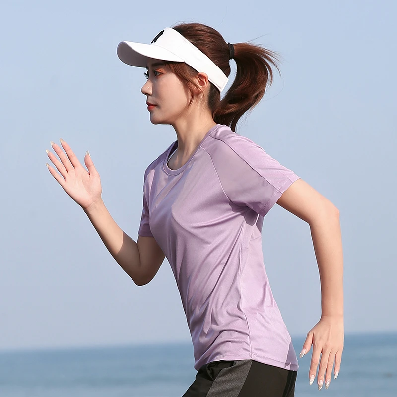 大码瑜伽服T恤女健身服速干衣胖MM运动上衣200斤夏季跑步衣服8009