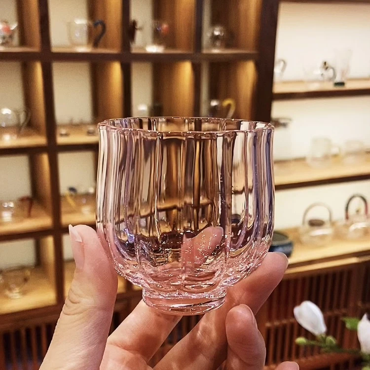 100ml三色可选莲花主人杯高硼硅玻璃耐高温玻璃杯茶杯酒杯功夫茶
