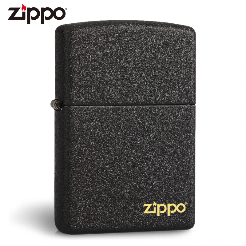 Zippo正版打火机 原版黑裂漆简约时尚芝宝防风煤油火机收藏送男友