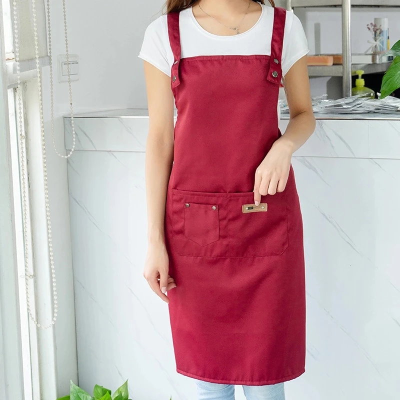 时尚简约北欧围裙防水厨房餐厅工作室服务员男女家用裙子韩版罩衣