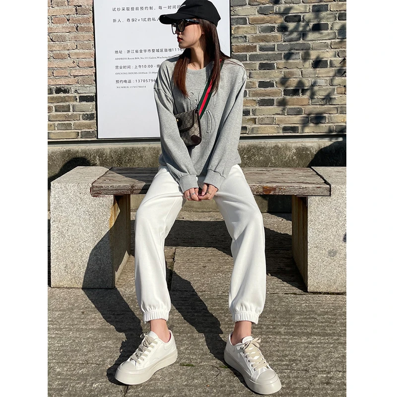潮牌时尚刺绣款!CHAO柔系列洗水棉3D高腰休闲裤运动裤! 男女同款