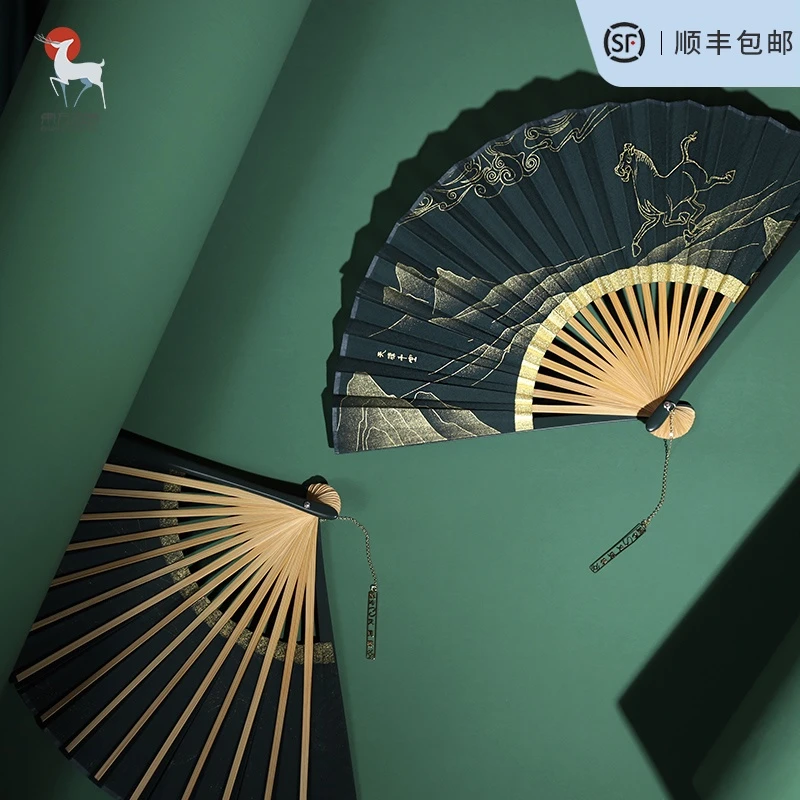 【文创好物】甘肃省博物馆文创马踏飞燕古风折扇中国风烫金工艺扇子