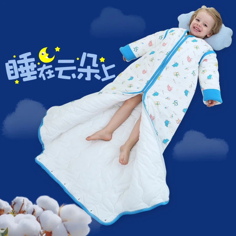 婴儿睡袋秋冬季防踢被新生儿中大童加厚宝宝儿童冬款棉质四季通用