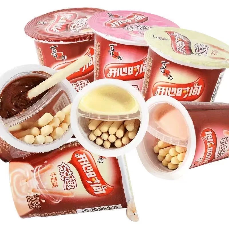 喜之郎开心时间巧克趣25克巧克杯儿童孩子巧克力夹心蘸酱饼干方便