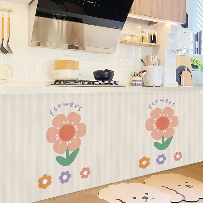 心门厨房柜子防尘帘橱柜帘遮挡帘免打孔滑轨置物架遮丑厨房遮挡帘