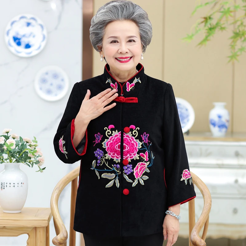 老年人女装春秋外套唐装60-70岁80老人妈妈服装结婚婆婆奶奶生日