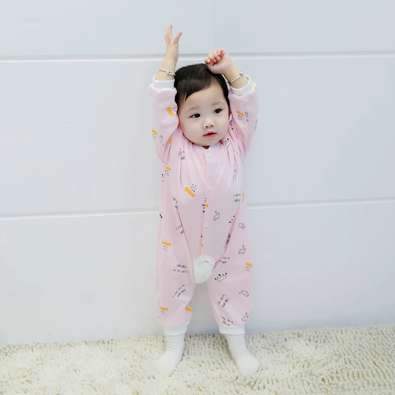 婴儿连体衣春秋季纯棉男女宝宝哈衣新生儿衣服薄款幼儿长袖护肚