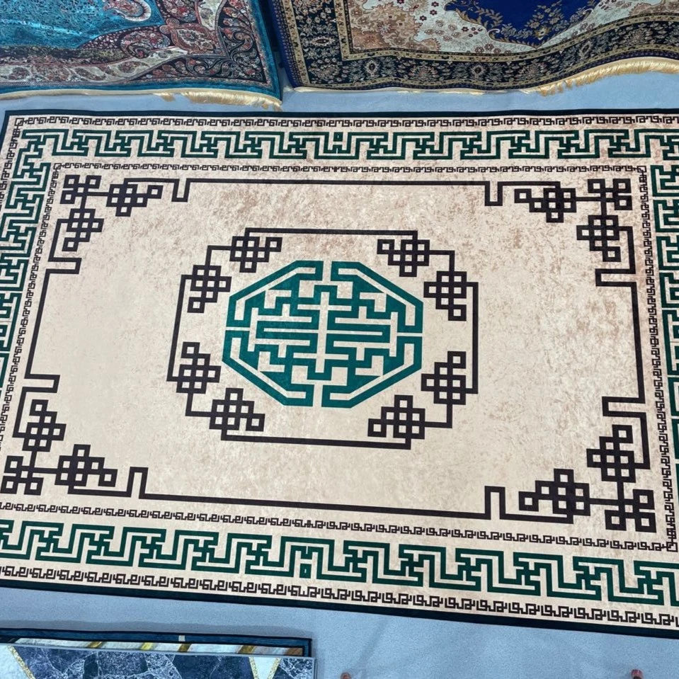 金钻绒金色中式风客厅卧室地毯好打理易清洗地毯