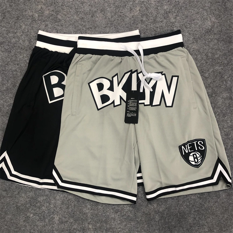 夏季新款篮球运动短裤篮网欧文宽松比赛训练球裤大LOGO版口袋拉链