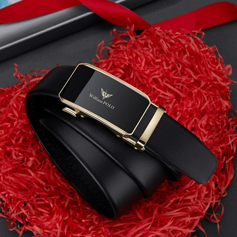 英皇保罗正品男士皮带经典亮眼镜面自动扣商务休闲纯牛皮裤带腰带