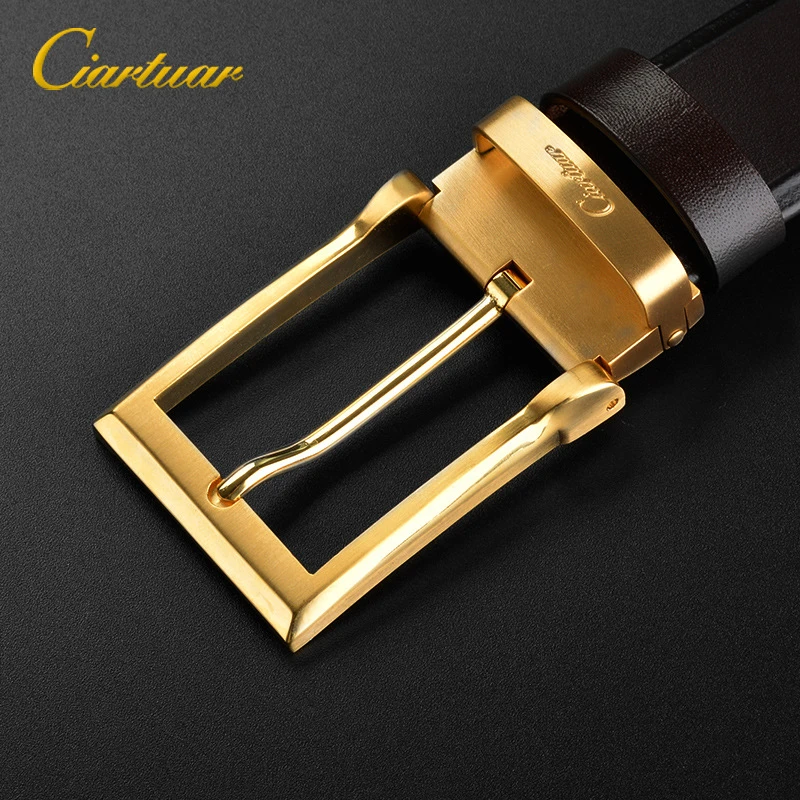 铜扣皮带男真皮纯牛皮针扣腰带 男装皮带真皮 男商务腰带 针扣