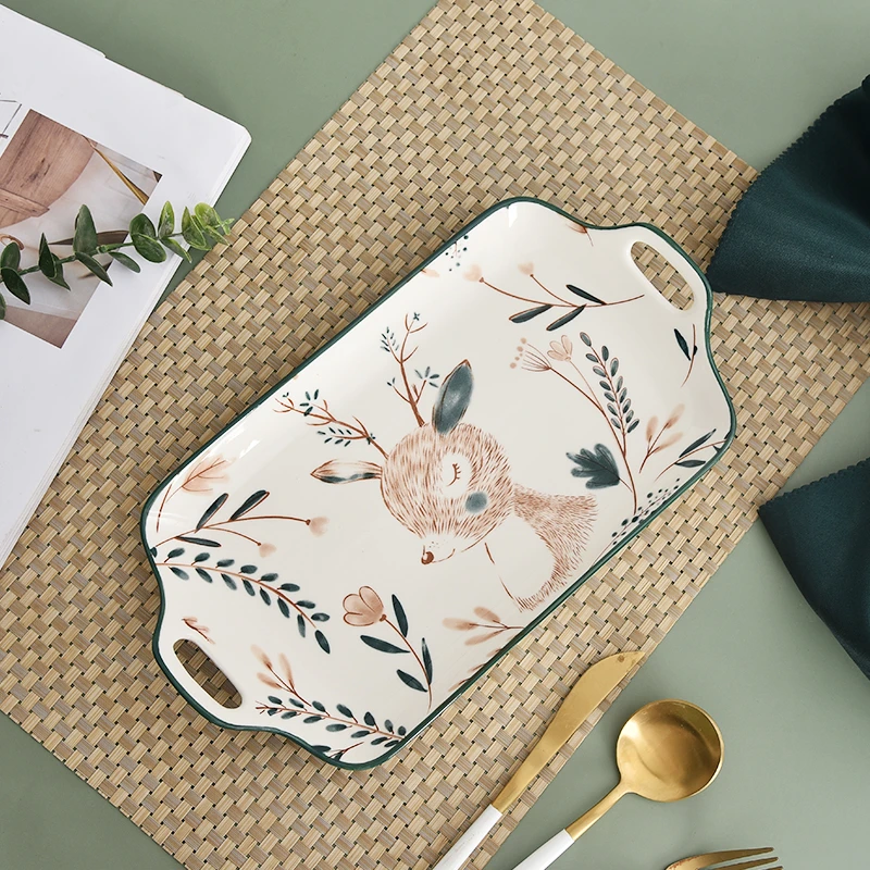 一鹿有你12英寸双耳鱼盘（1个装）