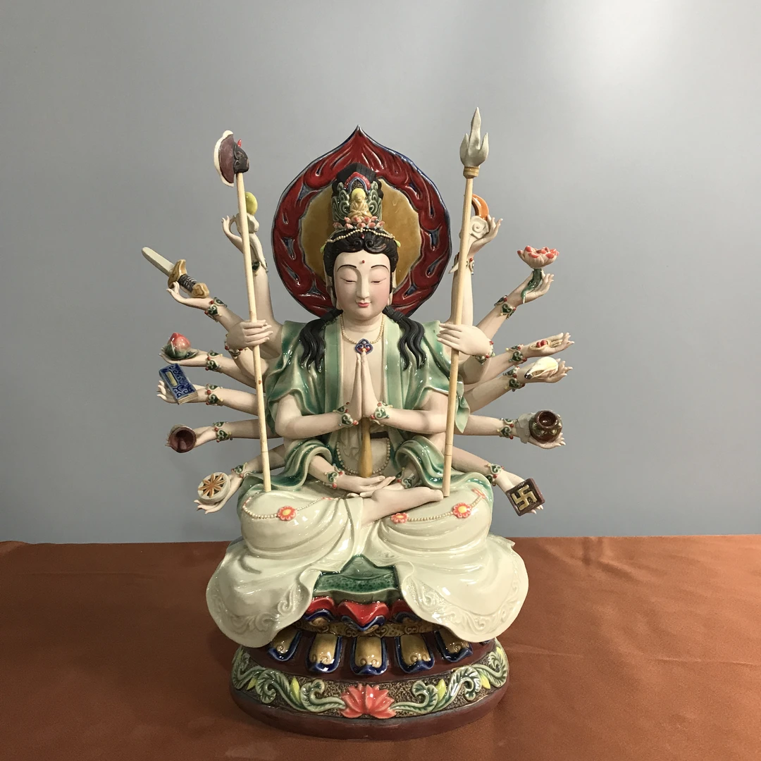 【千手观音】冯志伟大师精品石湾公仔孙悟空手工摆件创意家居摆件