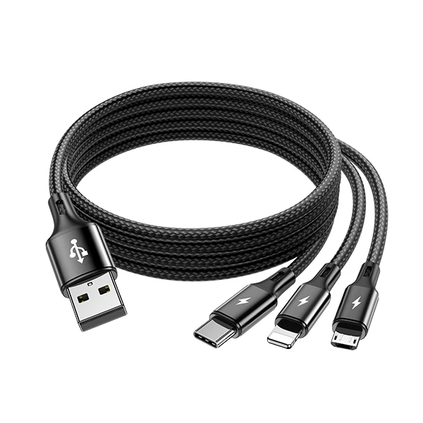 数据线三合一快充充电线器一拖三多头适用安卓苹果华为手机type c