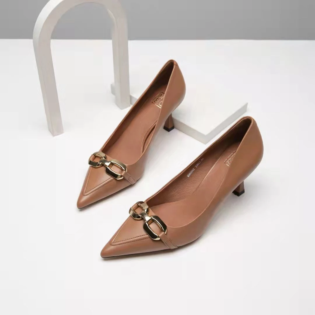 【小贝家】7cm一代60902尖头细跟真皮高跟鞋气质百搭浅口透气单鞋