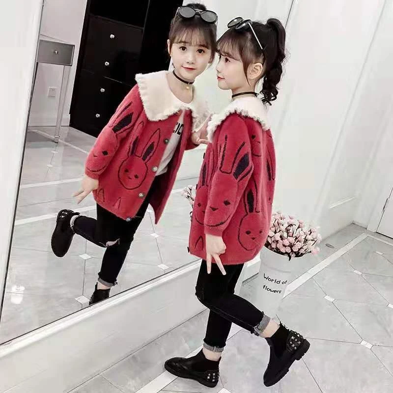 女童毛衣秋冬2025新款加绒加厚针织中大儿童装小女孩洋气上衣外穿