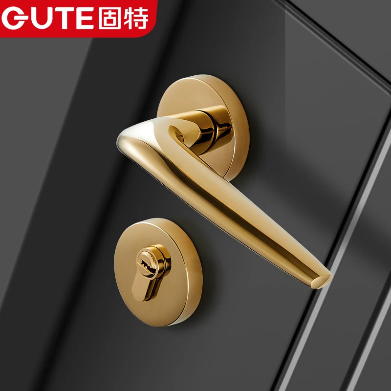 固特金色房门锁室内卧室静音门把手磁吸家用实木门执手锁具通用型