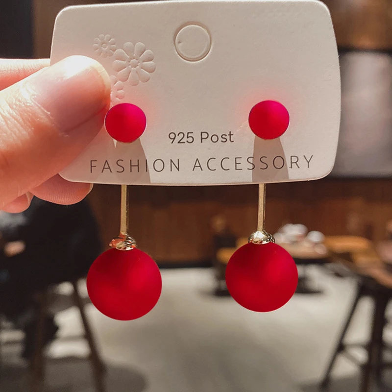 红色时尚气质耳钉耳环大气耳饰高级感网红款