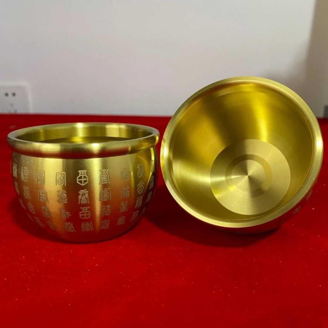粉丝专享黄铜材质百福缸百福聚宝缸时尚创意居家桌面摆件