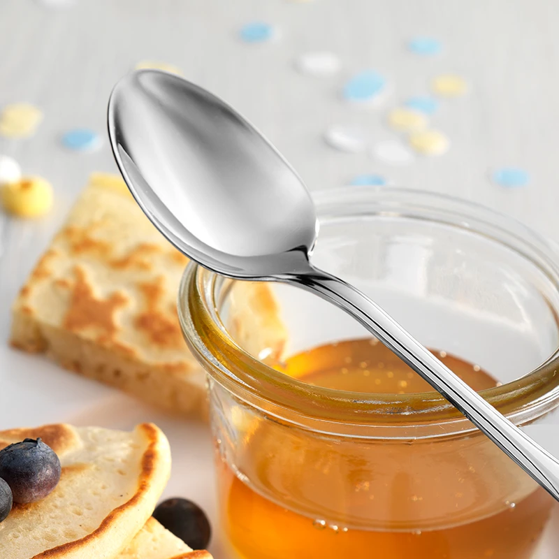 不锈钢西餐勺主餐勺子一只钢勺长柄主餐勺可爱家用吃饭-bc