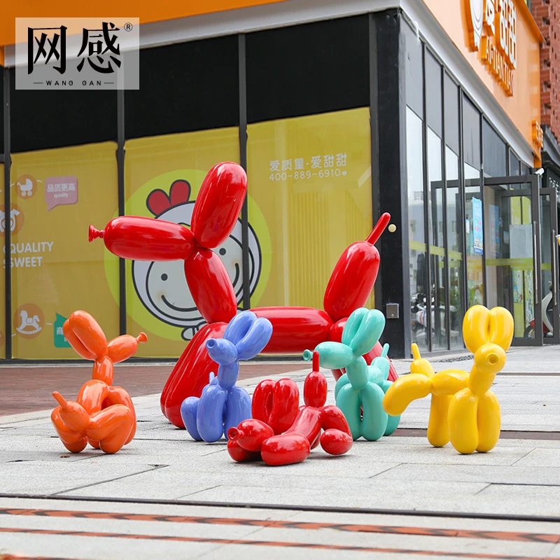 户外卡通气球狗雕塑网红游乐园商业街创意玻璃钢商场美陈装饰摆件