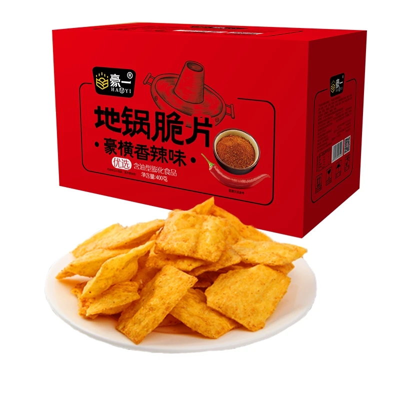 豪一地锅脆片400G花椒锅巴粗粮健康即食零食麻辣怀旧美味独立小包