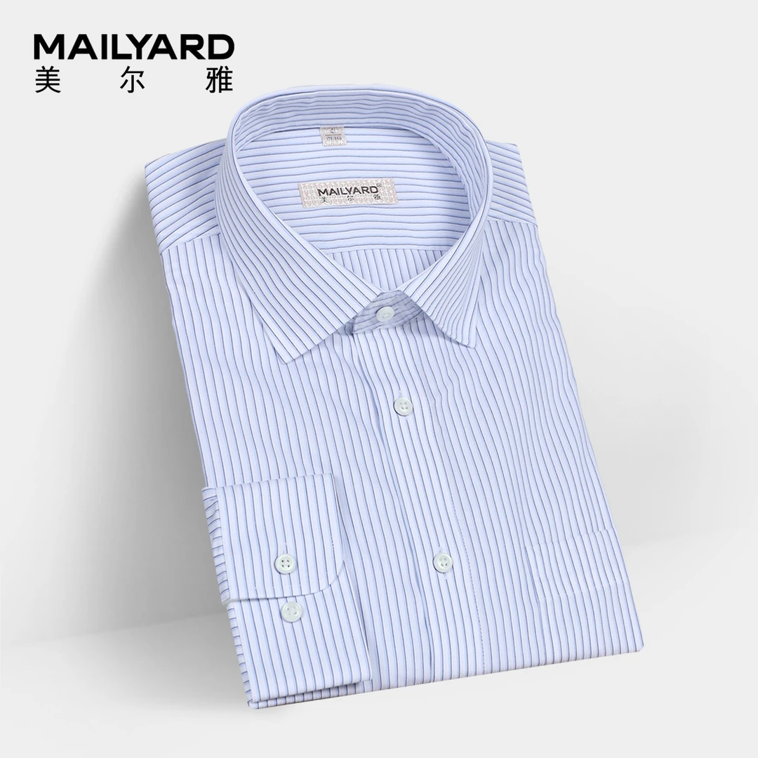 MAILYARD/美尔雅商务修身男士棉条纹免烫衬衣 棉长袖衬衫 748