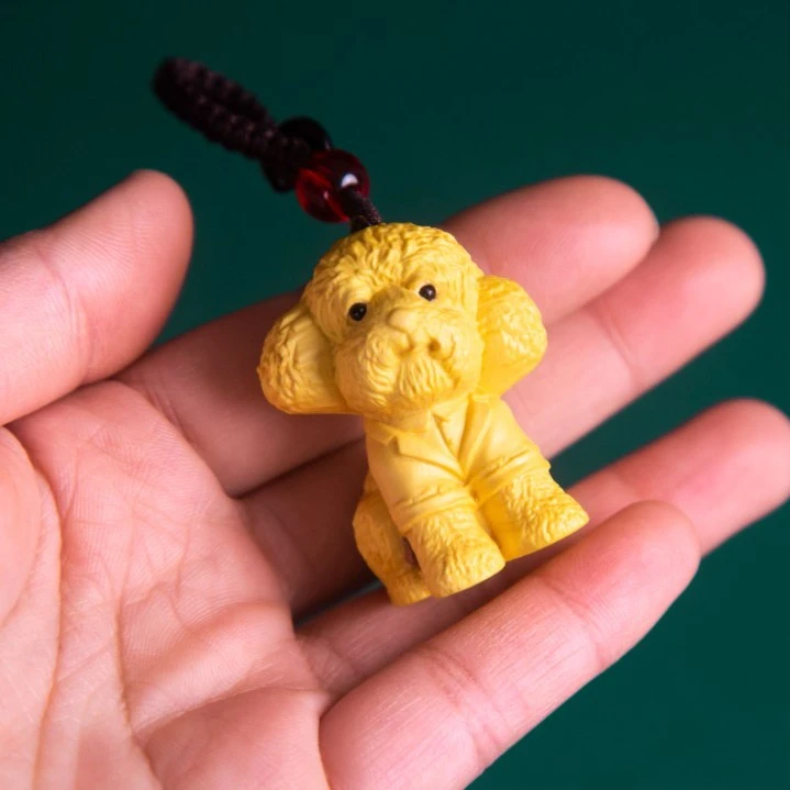周广胜周广胜黄杨狗包挂件手工钥匙扣挂件