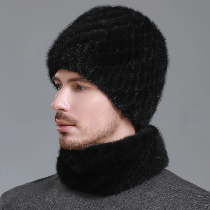皮草帽子男士秋冬季加厚保暖水貂毛包头帽护耳帽帽子新款