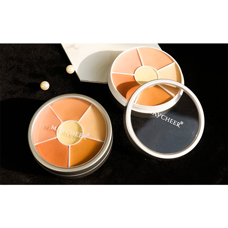 美茜儿六色柔焦遮瑕盘立体遮瑕修容遮盖斑点痘印黑眼圈眼袋防水