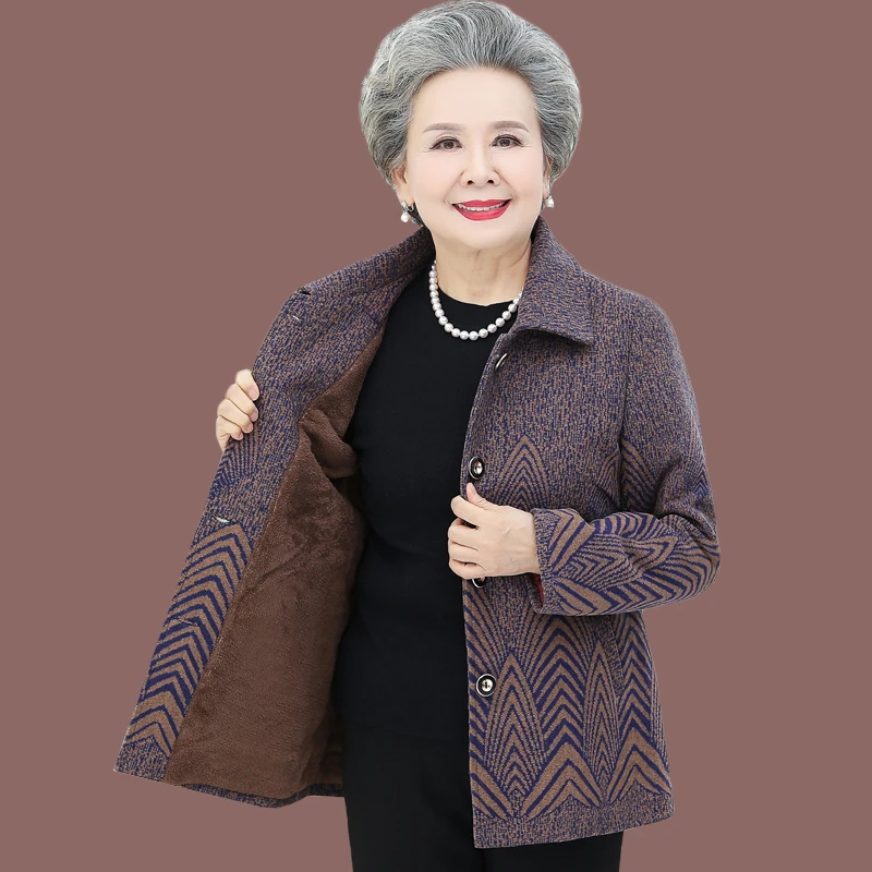 中老年人女装秋装外套老人妈妈冬装加绒加厚60-70岁80奶奶衣服