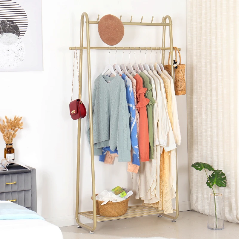 聚当当立式简易落地衣服架简约现代衣架挂卧室主卧衣架架子落地式
