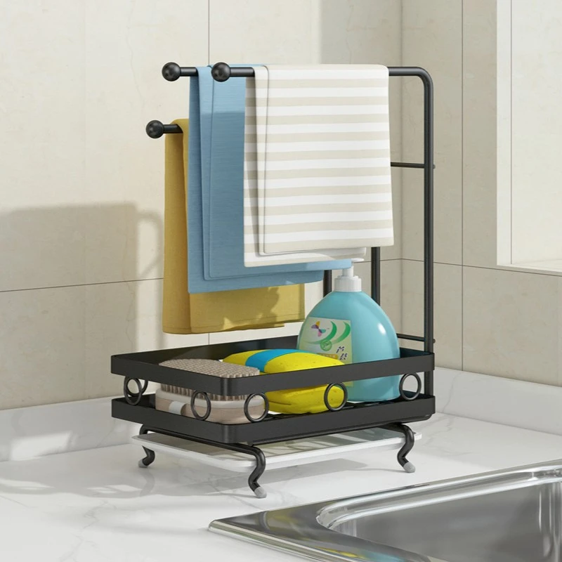厨房抹布架水槽置物架家用台面壁挂收纳神器洗碗布架子毛巾沥水架