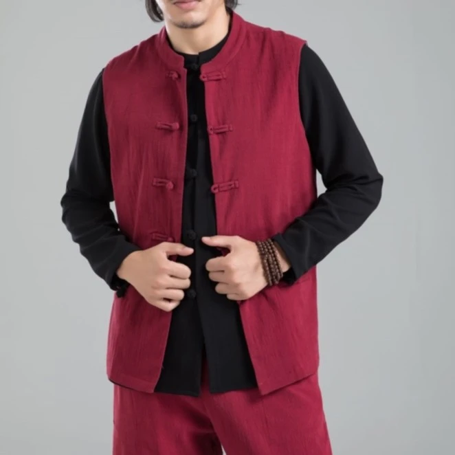 简一中国风春秋长盘扣813款弹力棉立领舒适百搭男士马甲中式马夹